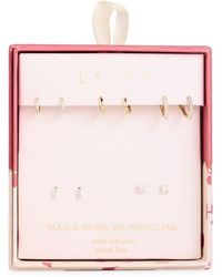 Leith - Set Of 5 Cubic Zirconia Stud & Huggie Hoop Earrings - Lyst