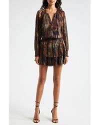 Ramy Brook - Malcolm Metallic Abstract Print Long Sleeve Minidress - Lyst