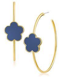 Jardin - Enamel Clover Hoop Earrings - Lyst