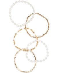 Leith - Set Of 5 Imitation Pearl & Beaded Stretch Bracelets - Lyst