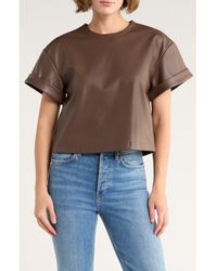 Steve Madden - Faux Leather Short Sleeve T-Shirt - Lyst