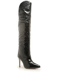 Schutz Julyanne Croc Embossed Leather Stiletto Boot In Black At Nordstrom Rack