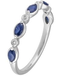Frankie & Zoe - 14K Round Diamond & Marquise Sapphire Band Ring - Lyst