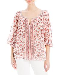 Max Studio - V-Neck Long Sleeve Georgette Top - Lyst