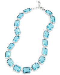 Savvy Cie Jewels - Bezel Aqua Crystal Necklace - Lyst