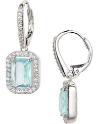 Nadri - Aqua Crystal & Cubic Zirconia Halo Drop Earrings - Lyst