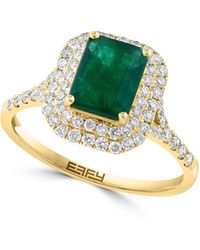 Effy - 14k Yellow Gold Diamond & Emerald Cocktail Ring - Lyst