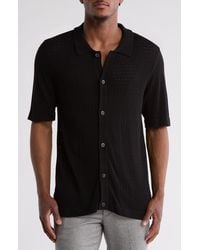 Truth - Short Sleeve Open Knit Button-Up Shirt - Lyst