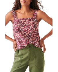 Faherty - Pacifica Floral Square Neck Linen Blend Tank - Lyst