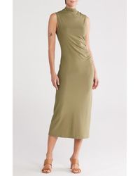 Vince - Turtleneck Sleeveless Ruched Sweater Dress - Lyst