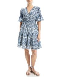 Max Studio - Short Bell Sleeve Fit & Flare Dress - Lyst