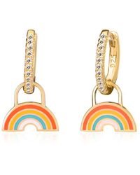 Gabi Rielle - 14k Gold Plated Sterling Silver Cz Rainbow Drop Huggie Hoop Earrings - Lyst