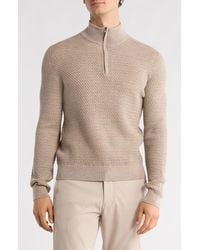 Bruno Magli - Textured Merino Wool Quarter Zip Pullover - Lyst