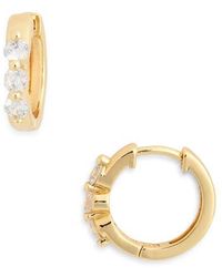 Sterling Forever - Normani Cubic Zirconia Polished Huggie Hoop Earrings - Lyst