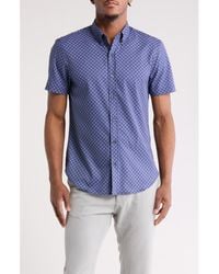 Con.struct - Slim Fit Geometric Four-Way Stretch Performance Short Sleeve Button-Down Shirt - Lyst