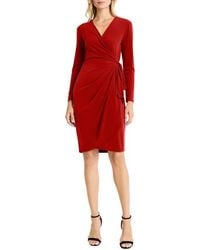 Maggy London - Matte Jersey Long Sleeve Wrap Dress - Lyst