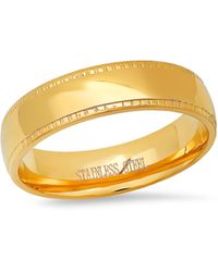 HMY Jewelry - 18k Yellow Gold Plated Stainless Steel Band Ring - Lyst