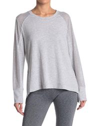 Max Studio - Magnolia Mesh Panel Long Sleeve High/Low Top - Lyst
