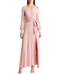 Go Couture - Surplice Neck Long Sleeve Knit Maxi Dress - Lyst