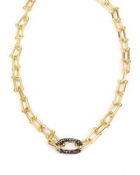 Panacea - Pavé Crystal Link Textured Chain Necklace - Lyst