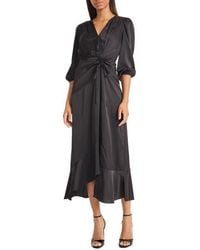 Donna Morgan - Front Tie Satin Midi Dress - Lyst