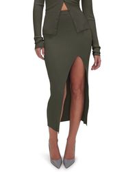 GOOD AMERICAN - Shine Ribbed Slit Midi Skirt - Lyst