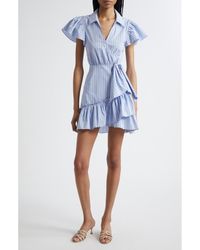 Cinq À Sept - Lila Stripe Asymmetric Ruffle Minidress - Lyst
