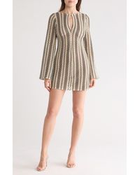 Lush - Textured Stripe Long Sleeve Minidress - Lyst