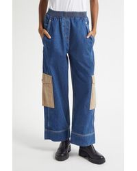 3.1 Phillip Lim - Patchwork Wide Leg Elastic Waist Cargo Jeans - Lyst