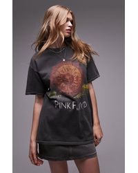 TOPSHOP - Graphic Licence Pink Floyd Oversized Tee - Lyst
