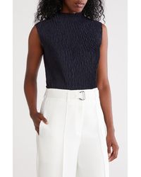 DKNY - Funnel Neck Pleated Woven Top - Lyst