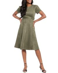 London Times - Jewel Neck Side Tab Fit & Flare Dress - Lyst