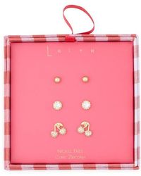 Leith - 3-Pack Assorted Cubic Zirconia Earrings Set - Lyst