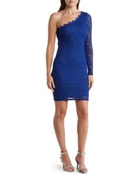 Jump Apparel - One-shoulder Long Sleeve Lace Cocktail Dress - Lyst