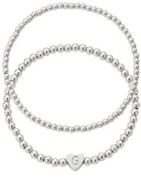 Adornia - Beaded Initial Charm Bracelet Set - Lyst
