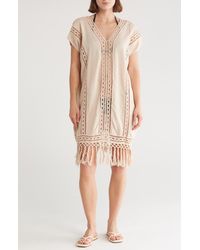 Boho Me - Crochet Fringe Short Dress - Lyst