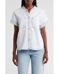 Kensie - Short Sleeve Cotton Button-up Shirt - Lyst