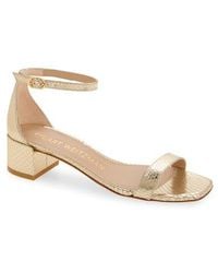 Stuart Weitzman - Nudistcurve 35 Snakeskin Embossed Block Heel Sandal - Lyst