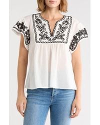 Forgotten Grace - Soutache Trim Top With Flutter Sleeves - Lyst