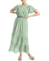 Max Studio - Smocked Flutter Sleeve Maxi Dress - Lyst