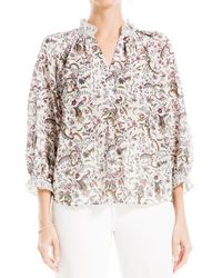 Max Studio - Ruffle Collar Puff Shoulder Top - Lyst