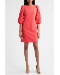 chinese dress ladies Vince Camuto Women's Lace Blouson-Sleeve Shift Dress  Postmoda