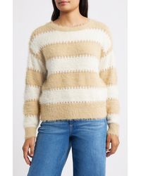 City Blues - Stripe Metallic Boat Neck Sweater - Lyst