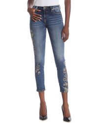 Miss Me Enchanted Blooms Mid-rise Ankle Skinny Jeans - Blue
