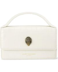 Kurt Geiger - Extrasmall Bond Croc Embossed Leather Top Handle Bag - Lyst