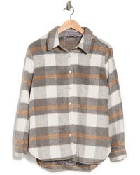 Blank NYC Plaid Button-up Shacket In Greige Goodies At Nordstrom Rack - Multicolor