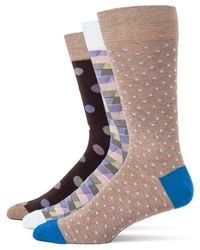 Lorenzo Uomo - Mixed Pattern 3-Pack Assorted Crew Socks - Lyst