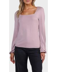 Matty M - Ashley Square Neck Long Sleeve Top - Lyst