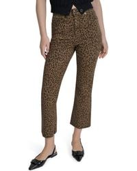 DKNY - Leopard Print Raw Ankle Relaxed Straight Leg Jeans - Lyst