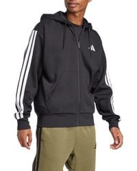 adidas - Essential 3-Stripes Fleece Hoodie - Lyst